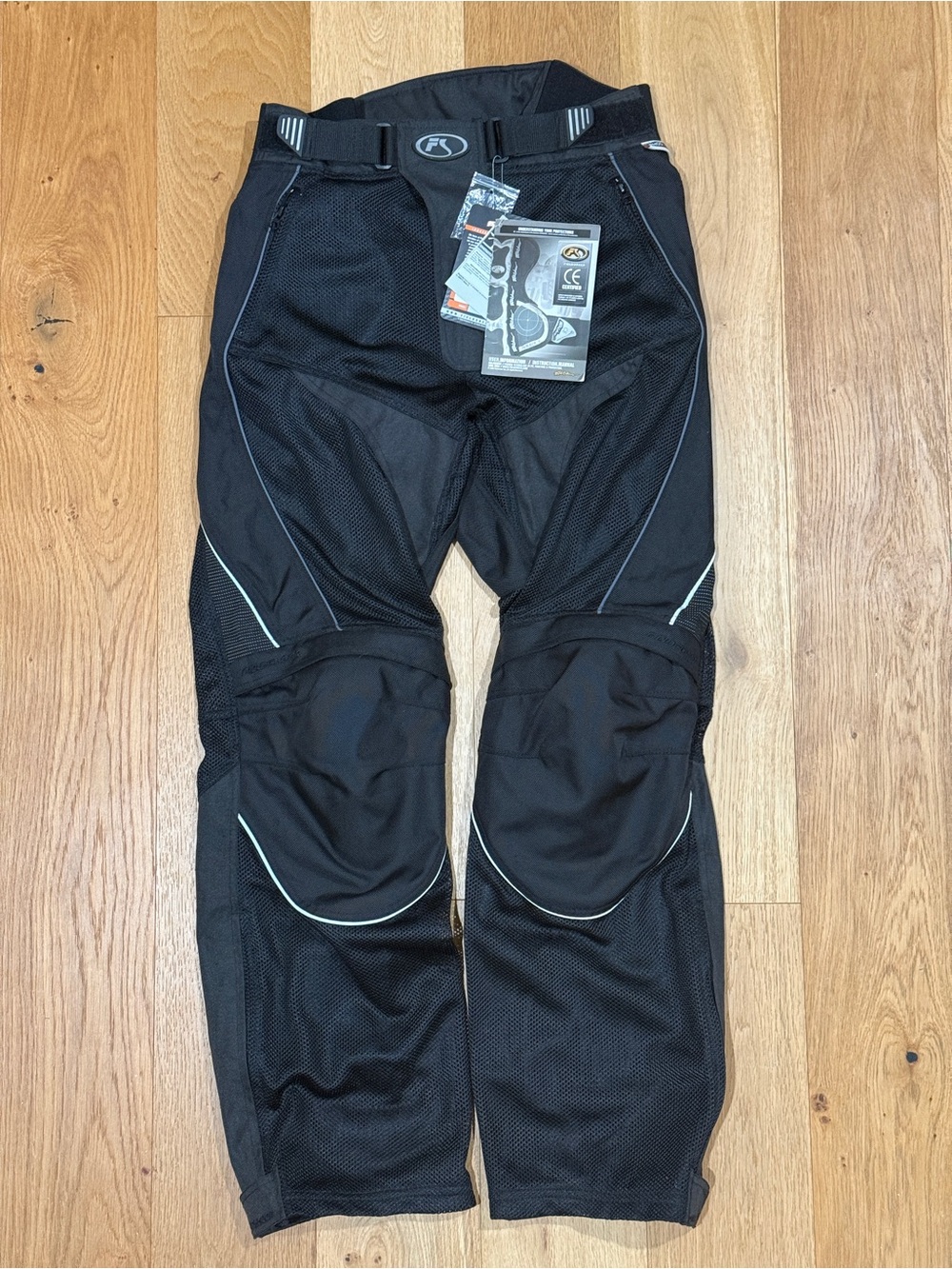 Fieldsheer Phoslite Mens Black Padded Motorcycle Pants w/ Lining+ Suspenders 38
